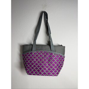 Thermos Insulated Lunch Bag Cooler Tote Reusable Carry Food Storage Gray Purple